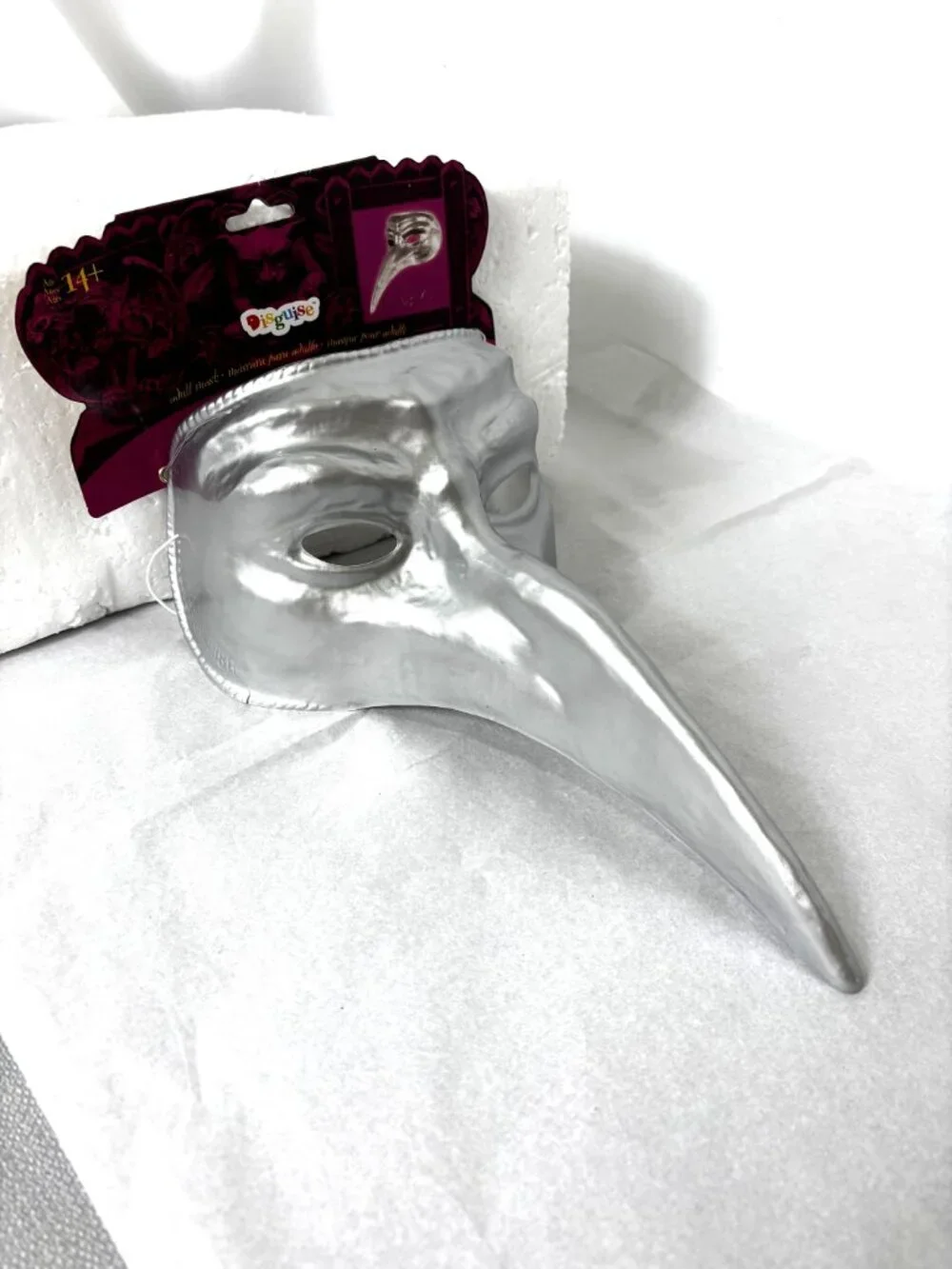 Disguise Costumes Silver Venetian Long Nose Mardi Gras Mask Adult NWT NOS